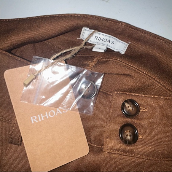 RIHOAS The Coffee Button Slant Pocket Straight‎ Pants size S NWT - Picture 8 of 10
